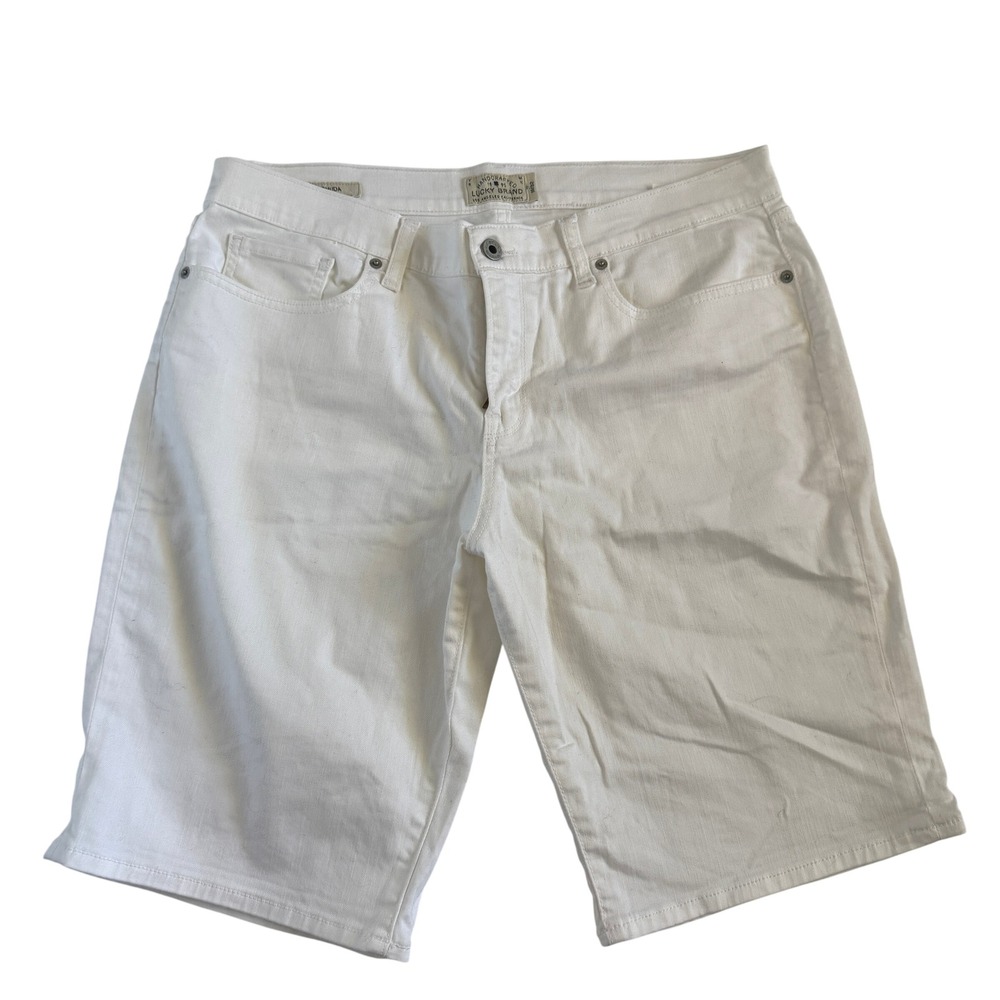 Lucky Brand The Bermuda White Denim Shorts Womens Size 14 7W12728 Knee Length